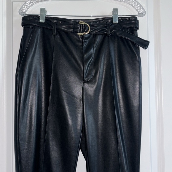 Marc New York Women’s Faux Leather Pants Size 6 – Belted, High-Waist, Black - Picture 3 of 6